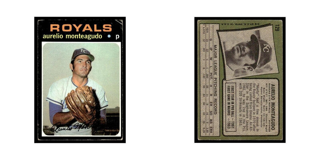 1971 Topps (Damaged) Aurelio Monteagudo Royals #129