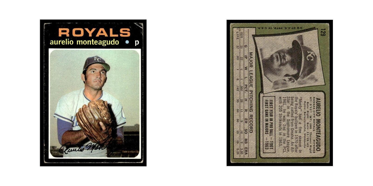 1971 Topps (Damaged) Aurelio Monteagudo Royals #129