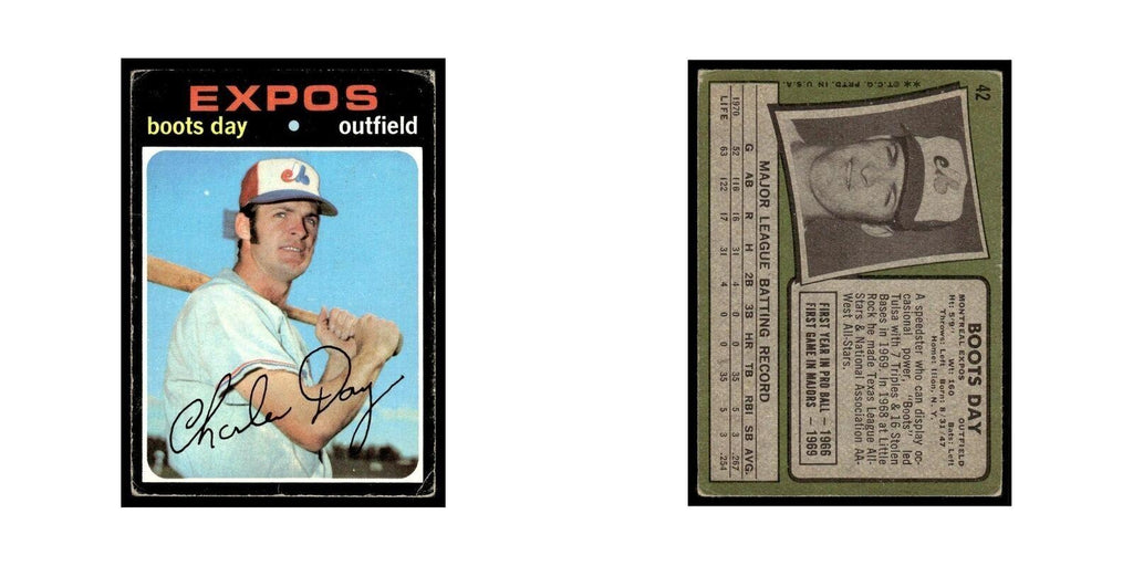 1971 Topps (Damaged) Boots Day Montreal Expos #42