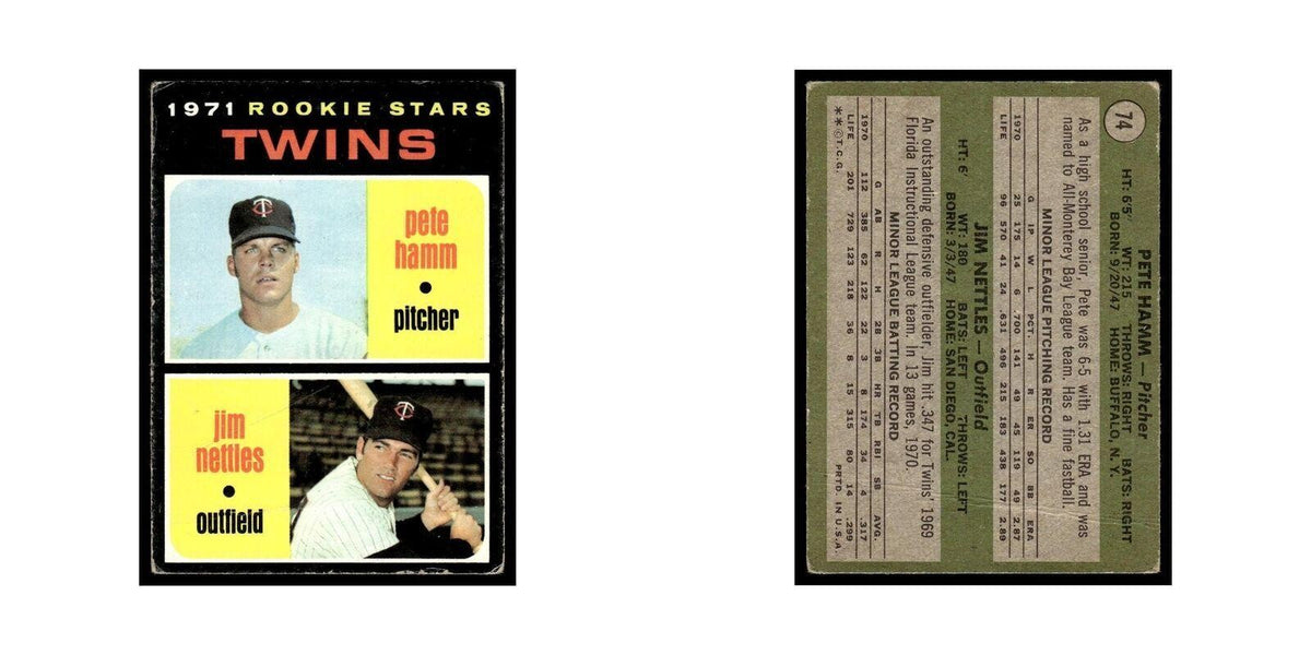 1971 Topps (Damaged) Pete Hamm/Jim Nettles RC Twins #74