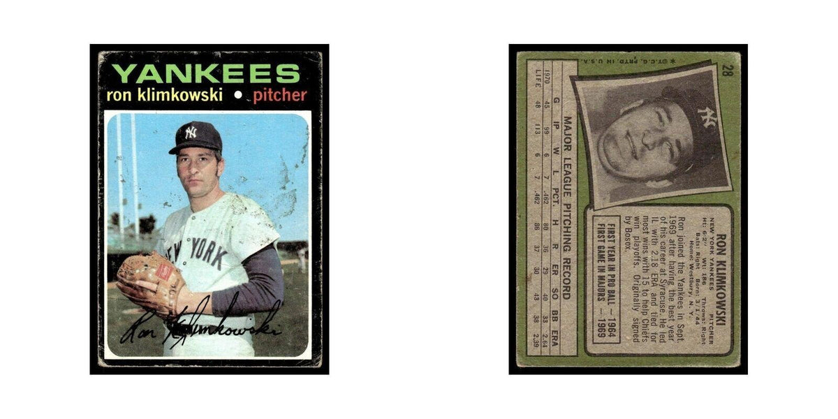 1971 Topps (Damaged) Ron Klimkowski RC Yankees #28