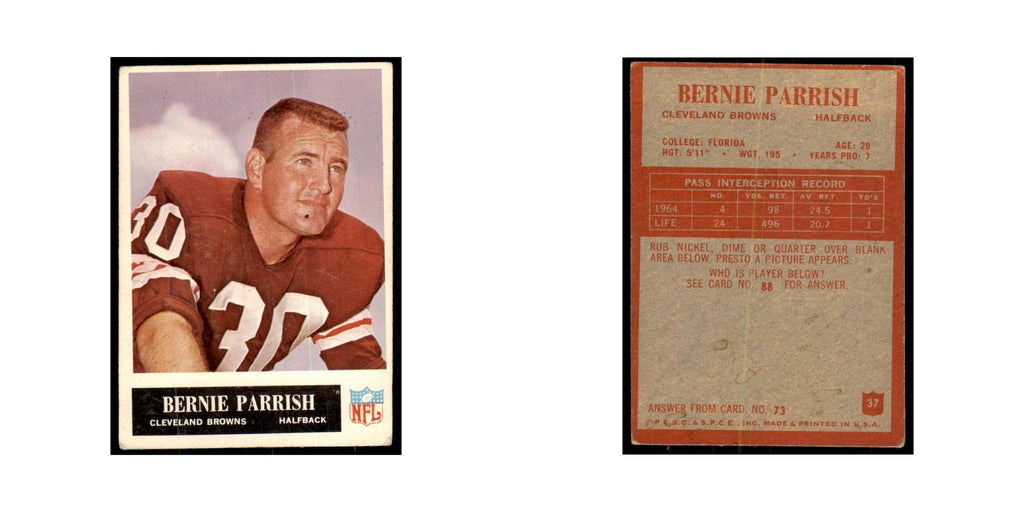 1965 Philadelphia Bernie Parrish Football Cards #37