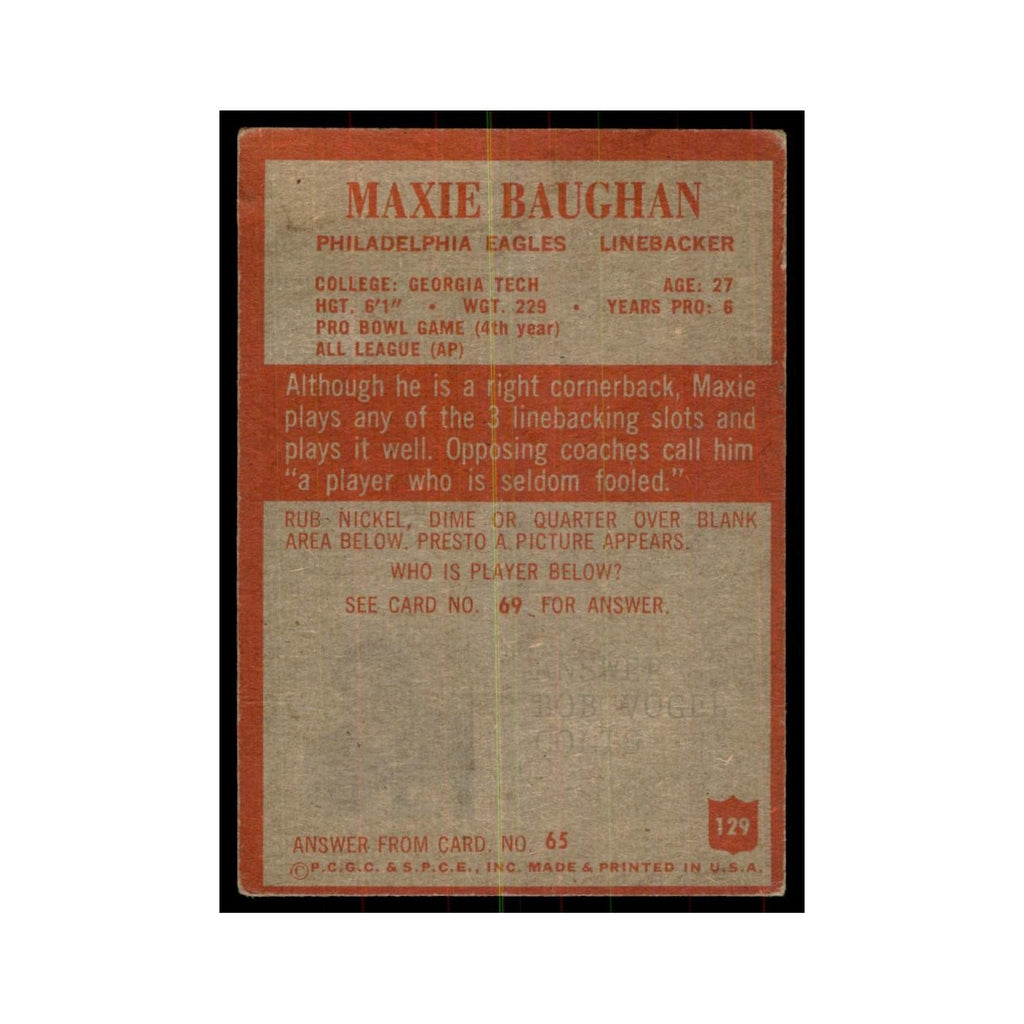 1965 Philadelphia Maxie Baughan Football Cards #129