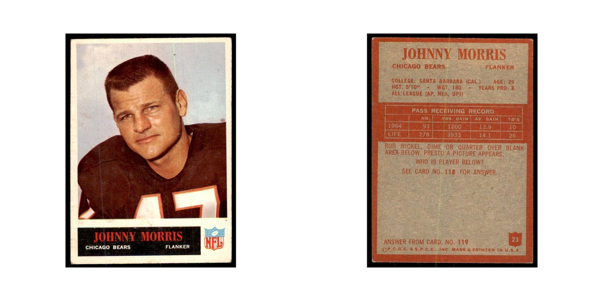 1965 Philadelphia Johnny Morris Football Cards #23