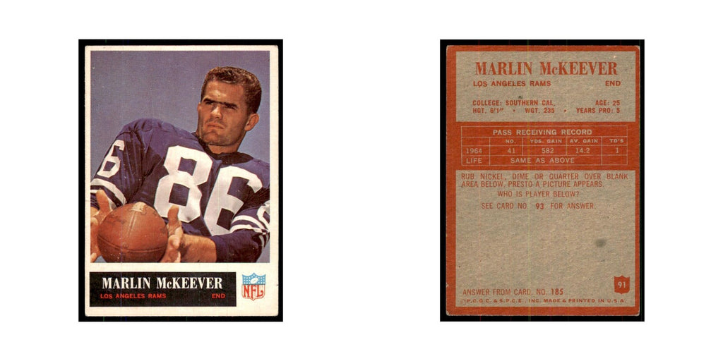 1965 Philadelphia Marlin McKeever Football Cards #91