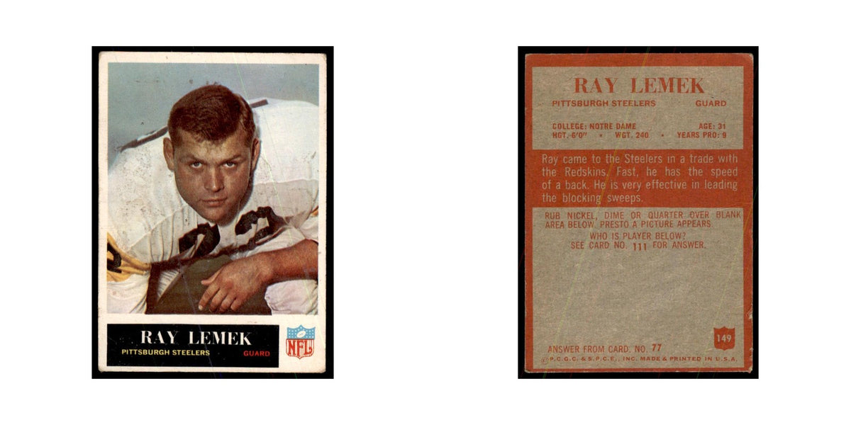 1965 Philadelphia Ray Lemek Football Cards #149