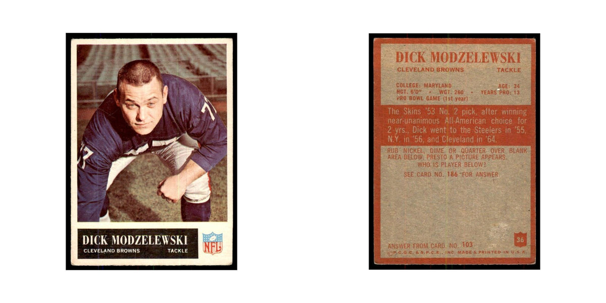 1965 Philadelphia Dick Modzelewski Football Cards #36