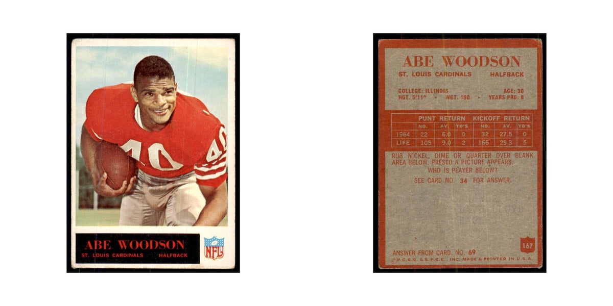 1965 Philadelphia Abe Woodson Football Cards #167