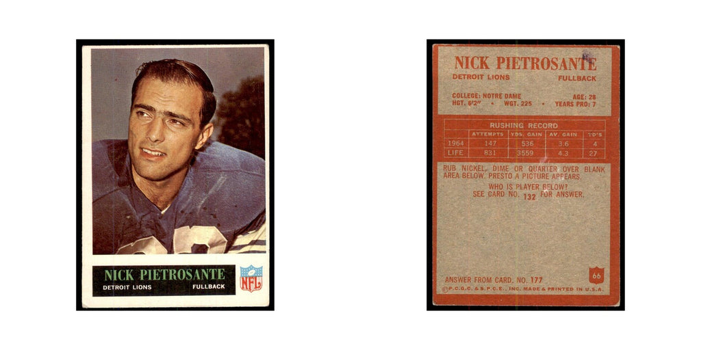 1965 Philadelphia Nick Pietrosante Football Cards #66