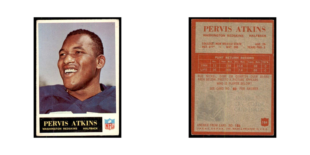 1965 Philadelphia Pervis Atkins Football Cards #184