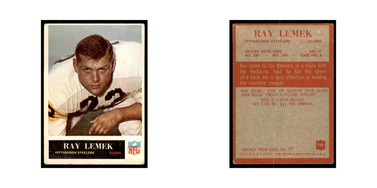 1965 Philadelphia Ray Lemek Football Cards #149