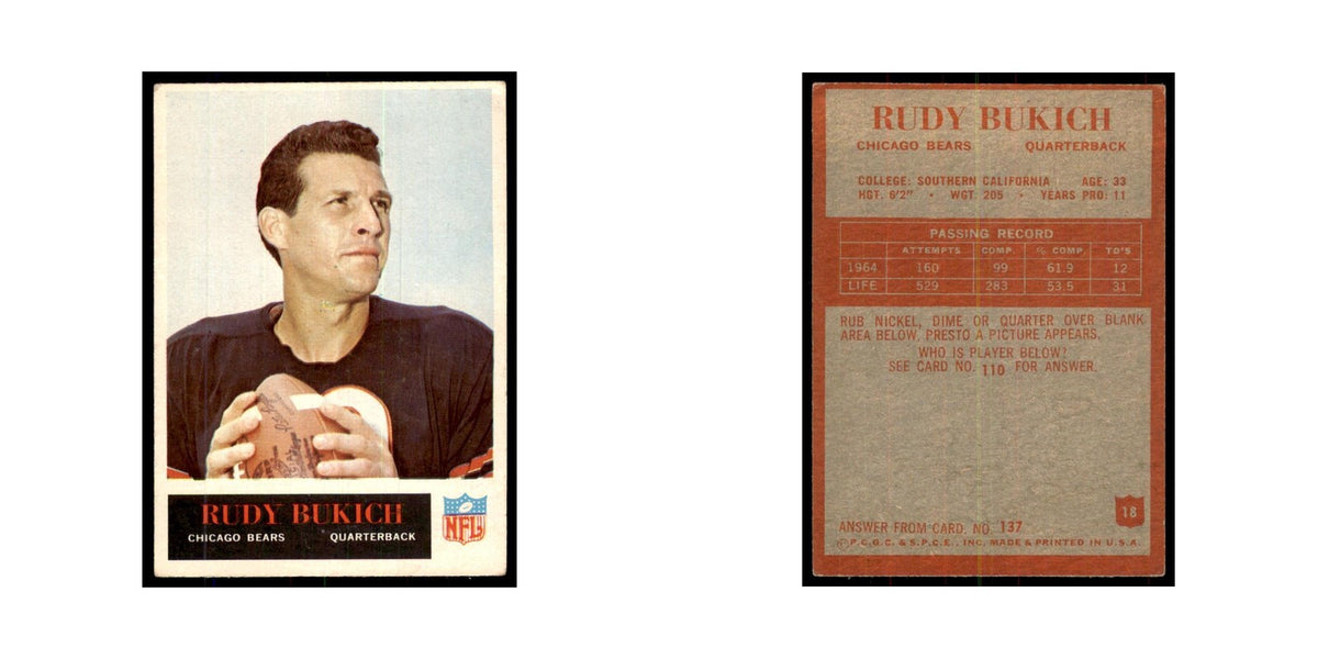 1965 Philadelphia Rudy Bukich Football Cards #18