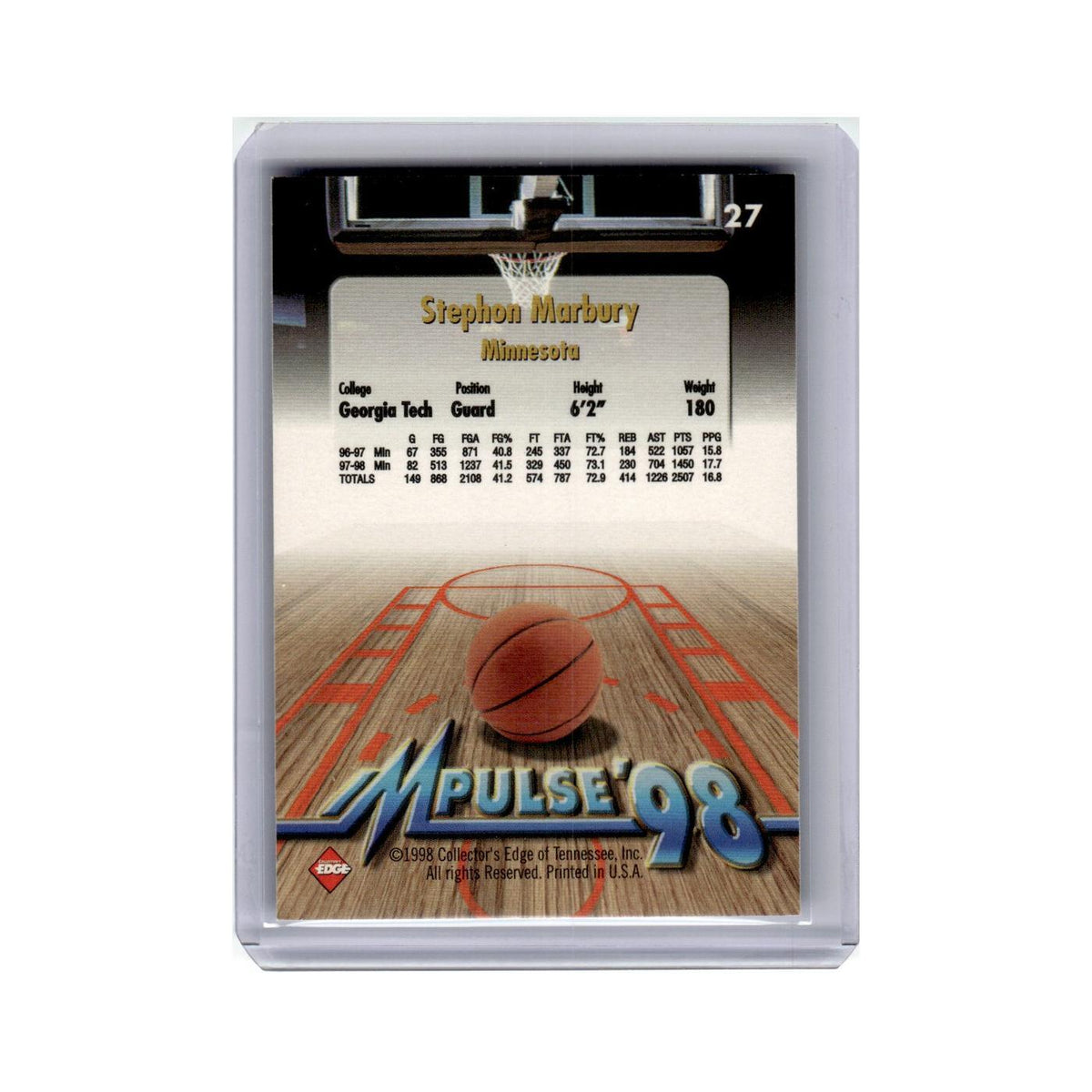 Stephon Marbury 1998 Collector's Edge Impulse #27 Minnesota Timberwolves NM