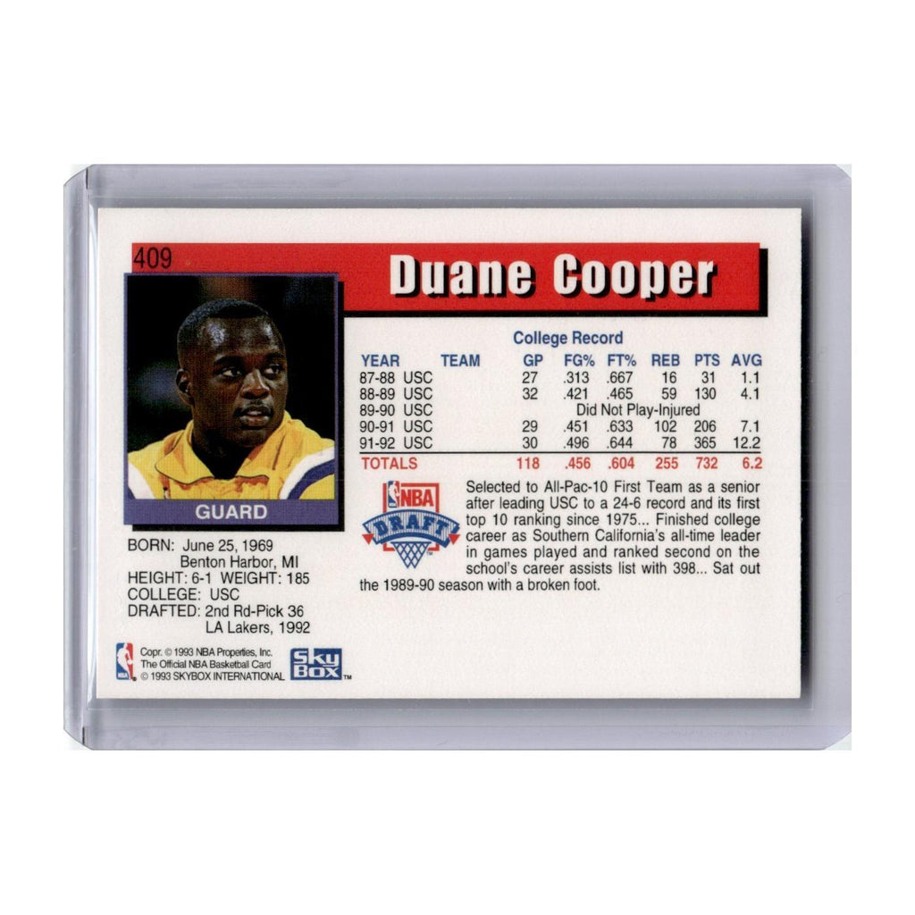 Duane Cooper 1992 Hoops #409 Los Angeles Lakers Basketball Card NM