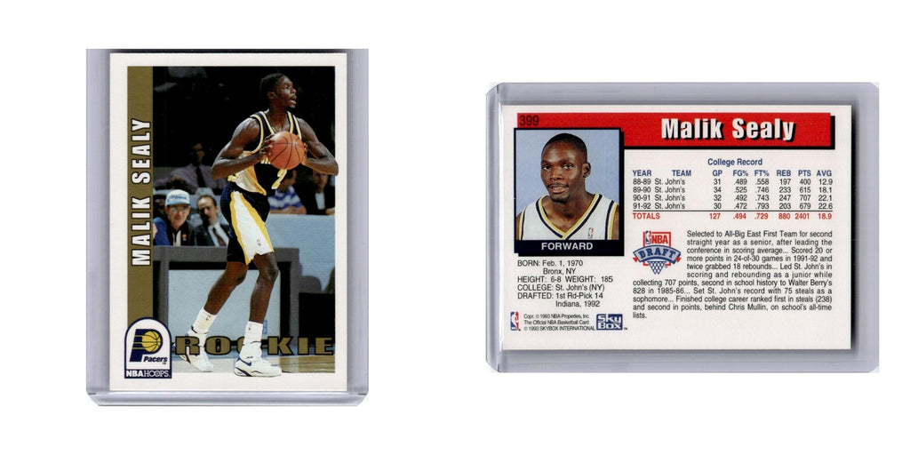 Malik Sealy 1992 Hoops #399 Indiana Pacers Basketball Card NM