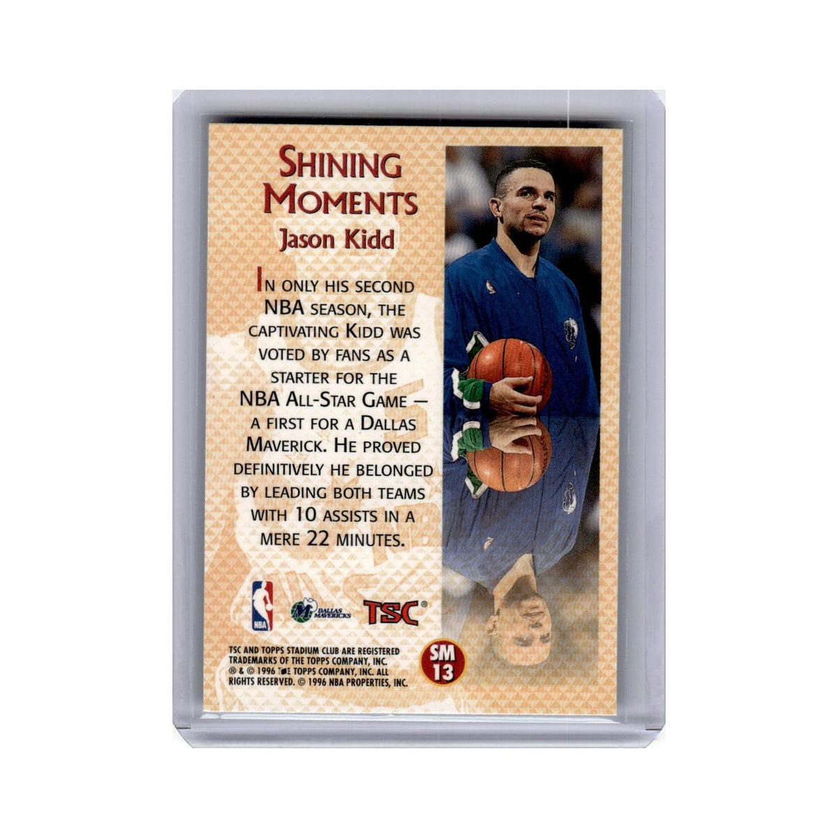 Jason Kidd 1996 Topps Stadium Club #SM13 Dallas Mavericks Basketball Card NM