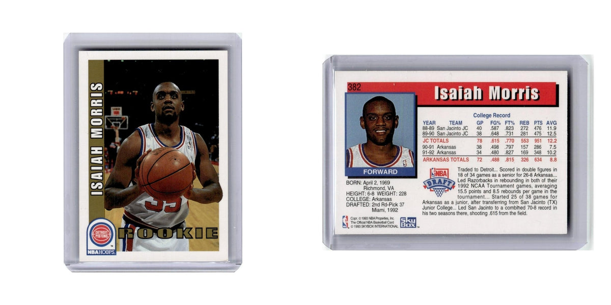 Isaiah Morris 1992 Hoops #382 Detroit Pistons Basketball Card NM