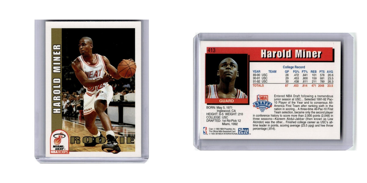 Harold Miner 1992 Hoops #413 Miami Heat Basketball Card NM