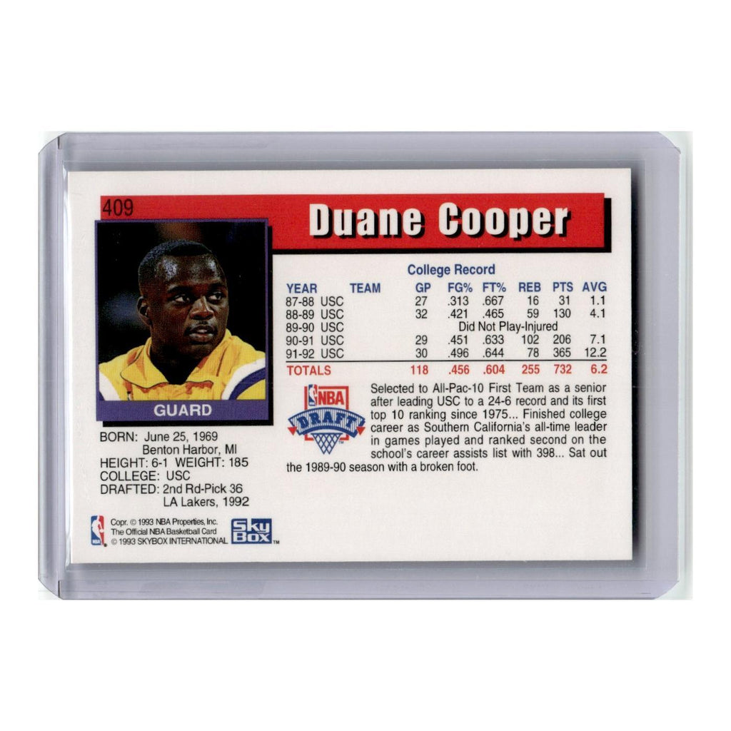 Duane Cooper 1992 Hoops #409 Los Angeles Lakers Basketball Card NM