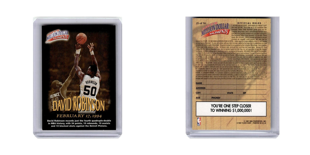 David Robinson 1997 Fleer Million Dollar Moments #25 San Antonio Spurs NM