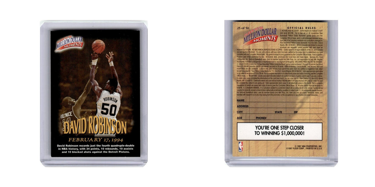 David Robinson 1997 Fleer Million Dollar Moments #25 San Antonio Spurs NM