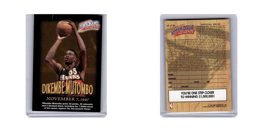Dikembe Mutombo 1997 Fleer Million Dollar Moments #45 Atlanta Hawks NM