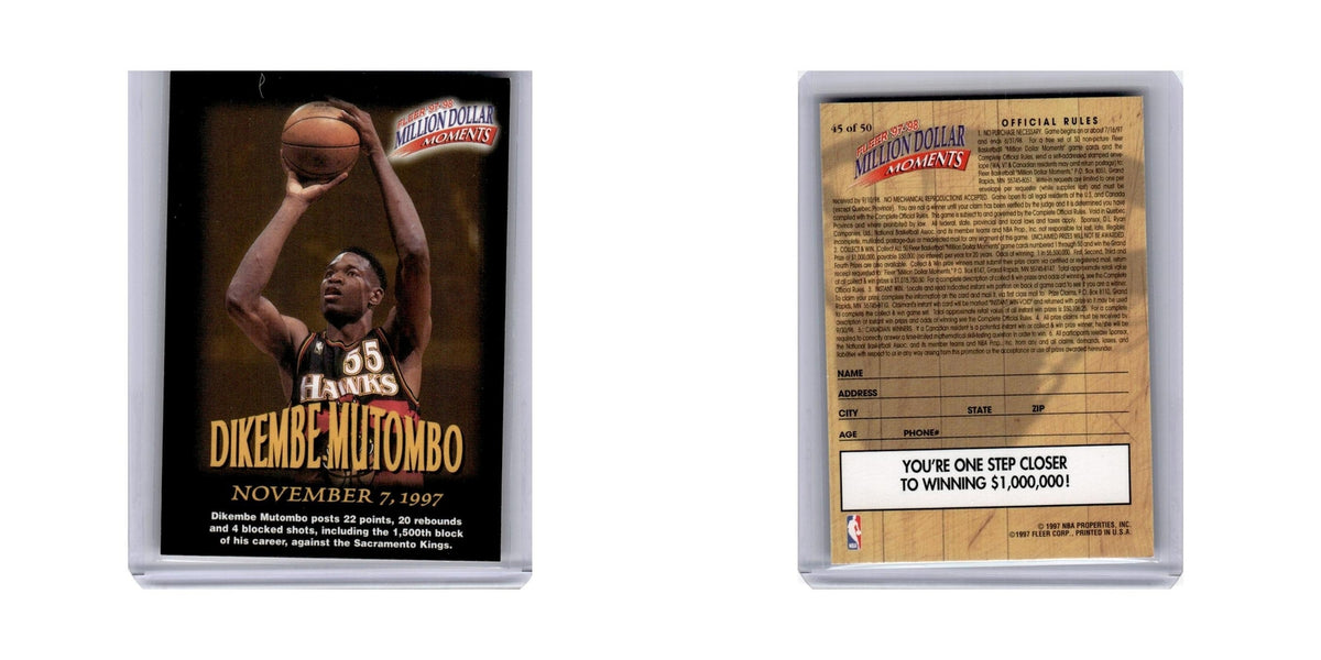 Dikembe Mutombo 1997 Fleer Million Dollar Moments #45 Atlanta Hawks NM