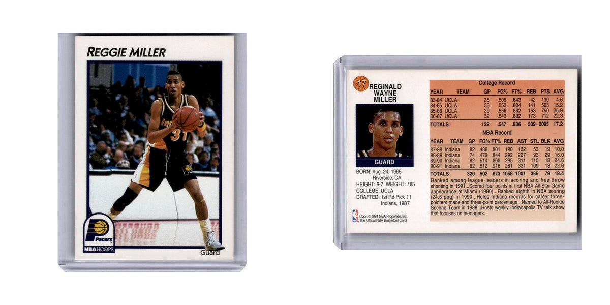 Reggie Miller 1991 Hoops #17 Indiana Pacers Basketball Card NM