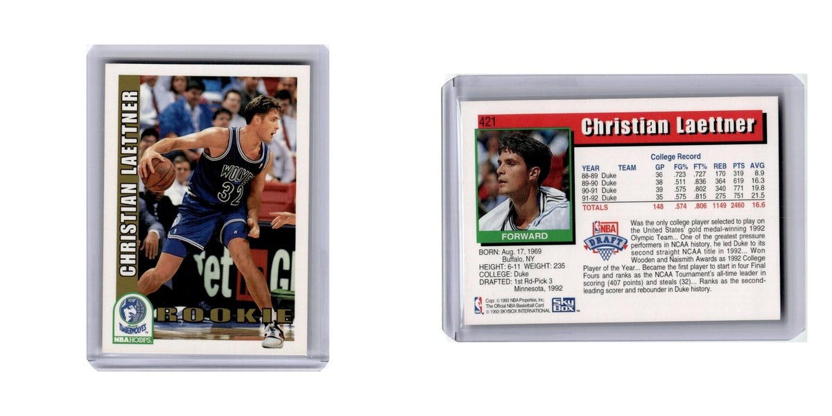 Christian Laettner 1992 Hoops #421 Minnesota Timberwolves Basketball Card NM