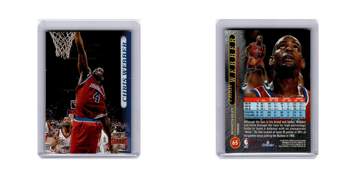 Chris Webber 1996 Stadium Club #65 Washington Bullets Basketball Card NM