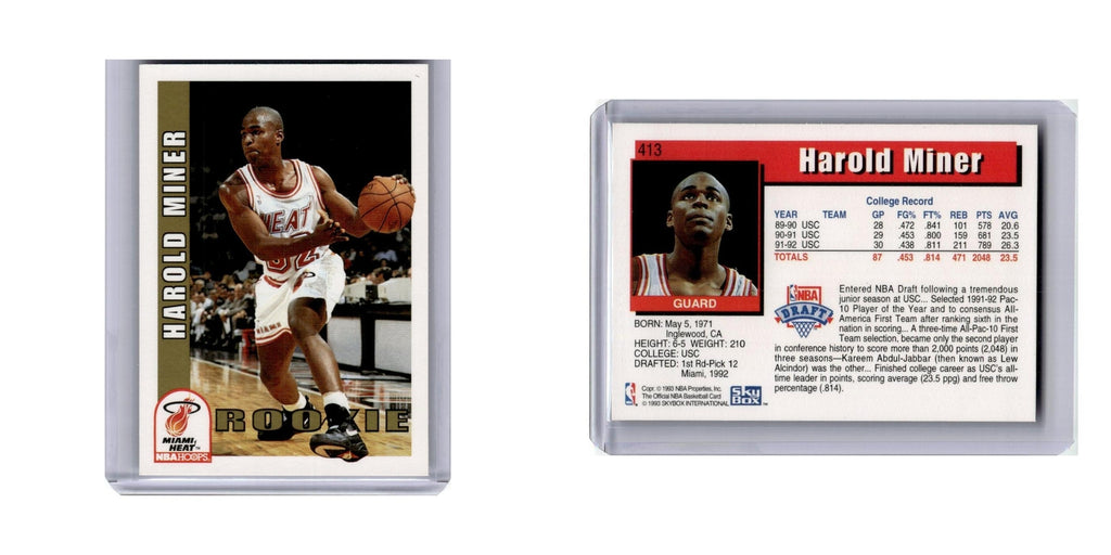 Harold Miner 1992 Hoops #413 Miami Heat Basketball Card NM