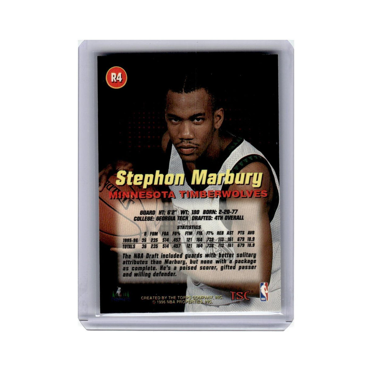 Stephon Marbury 1996 Stadium Club #R4 Minnesota Timberwolves Basketball Card NM