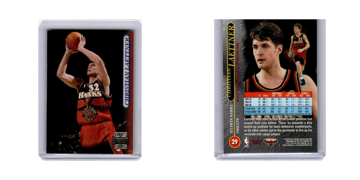 Christian Laettner 1996 Stadium Club #29 Atlanta Hawks Basketball Card NM