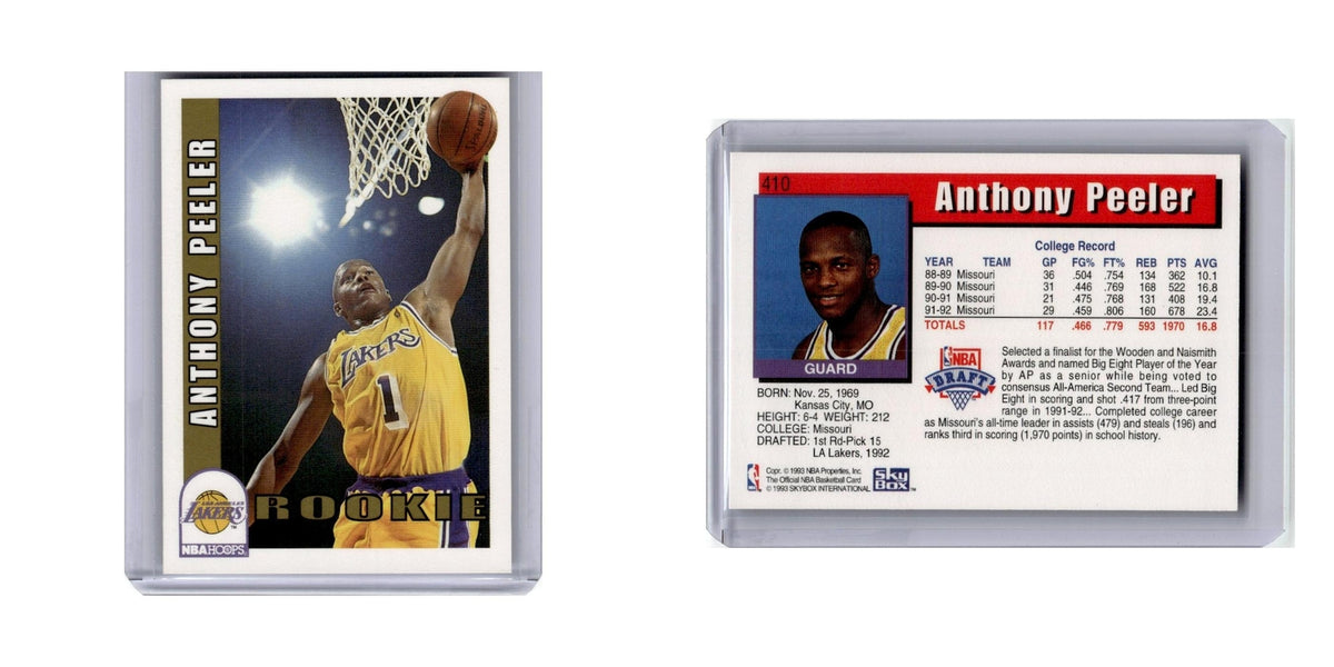Anthony Peeler 1992 Hoops #410 Los Angeles Lakers Basketball Card NM