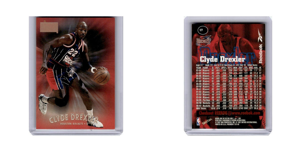 Clyde Drexler 1997 SkyBox Premium #17 Houston Rockets Basketball Card NM