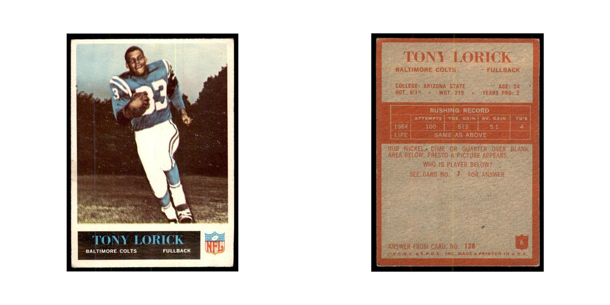 1965 Philadelphia (damaged) Tony Lorick Football Cards #6
