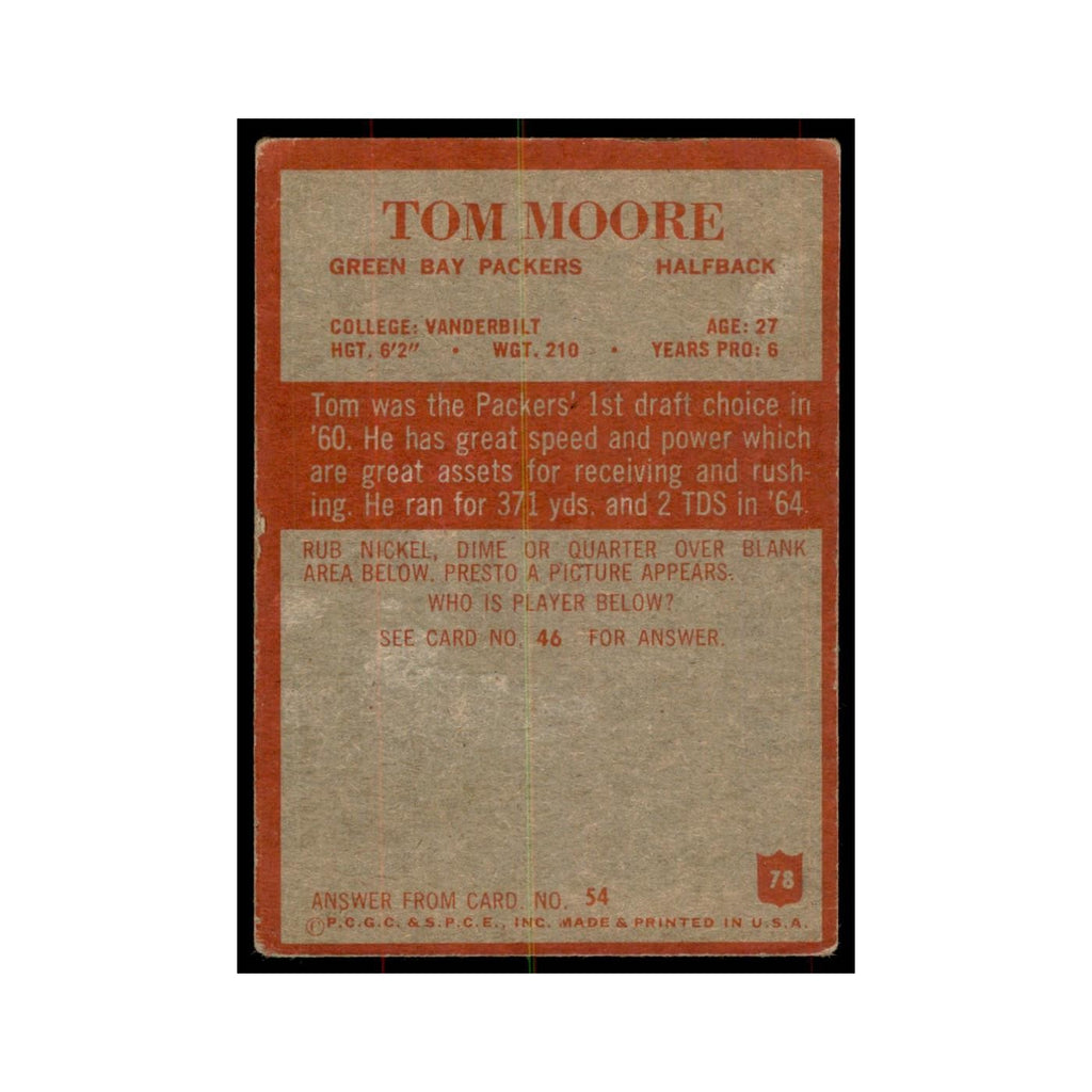 1965 Philadelphia (damaged) Tom Moore Football Cards #78