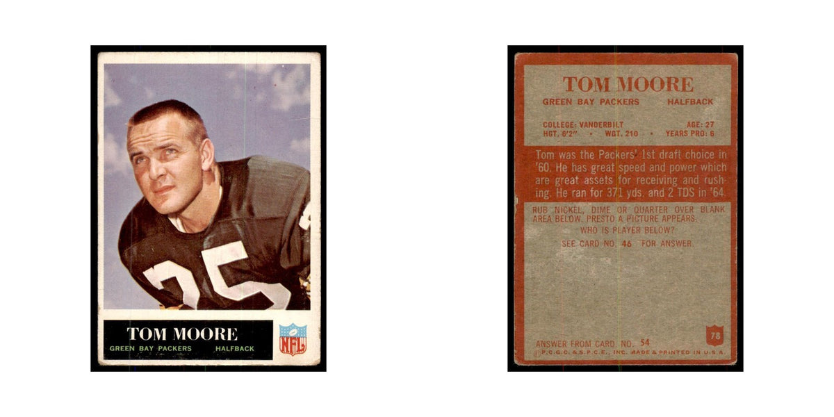 1965 Philadelphia (damaged) Tom Moore Football Cards #78