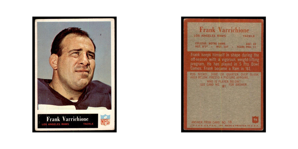 1965 Philadelphia (damaged) Frank Varrichione Football Cards #96