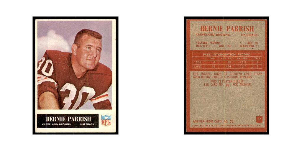 1965 Philadelphia (damaged) Bernie Parrish Football Cards #37