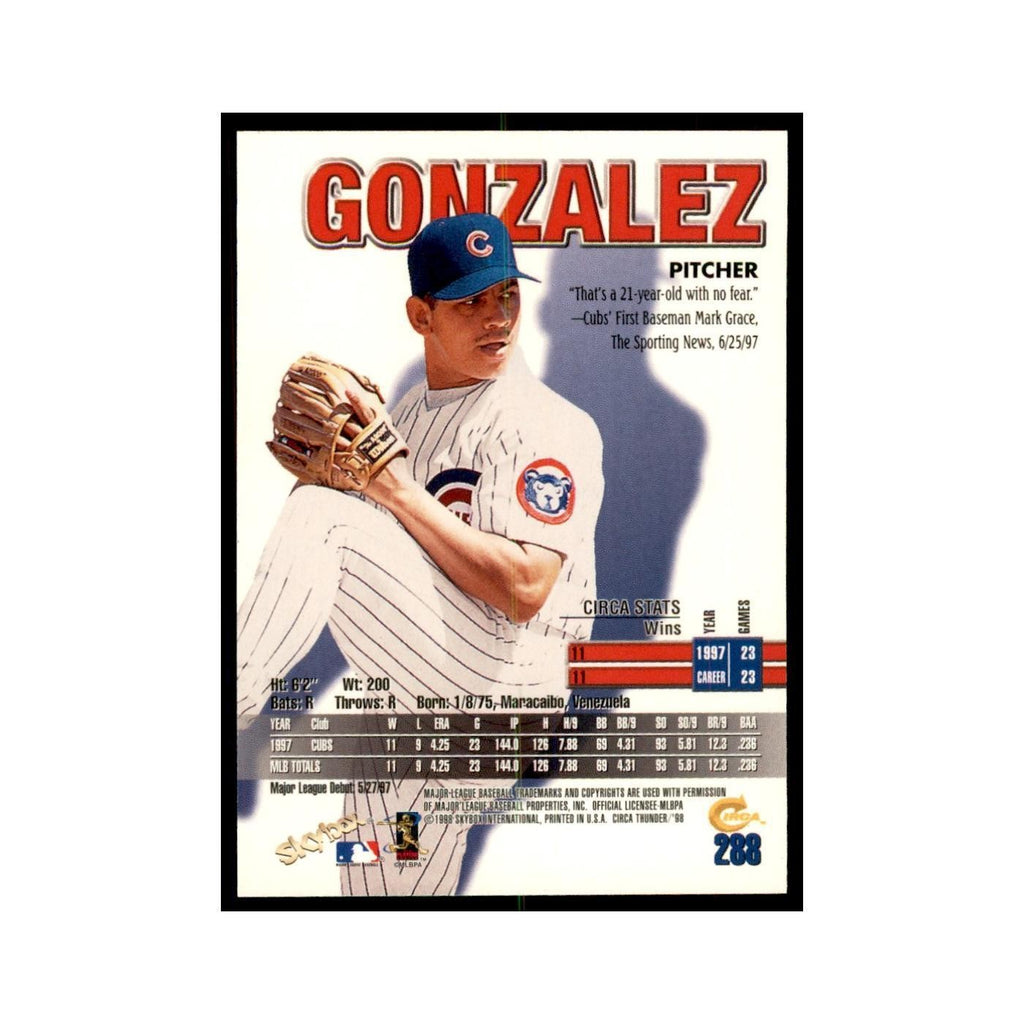 1998 Skybox Thunder Jeremi Gonzalez Baseball Cards #288