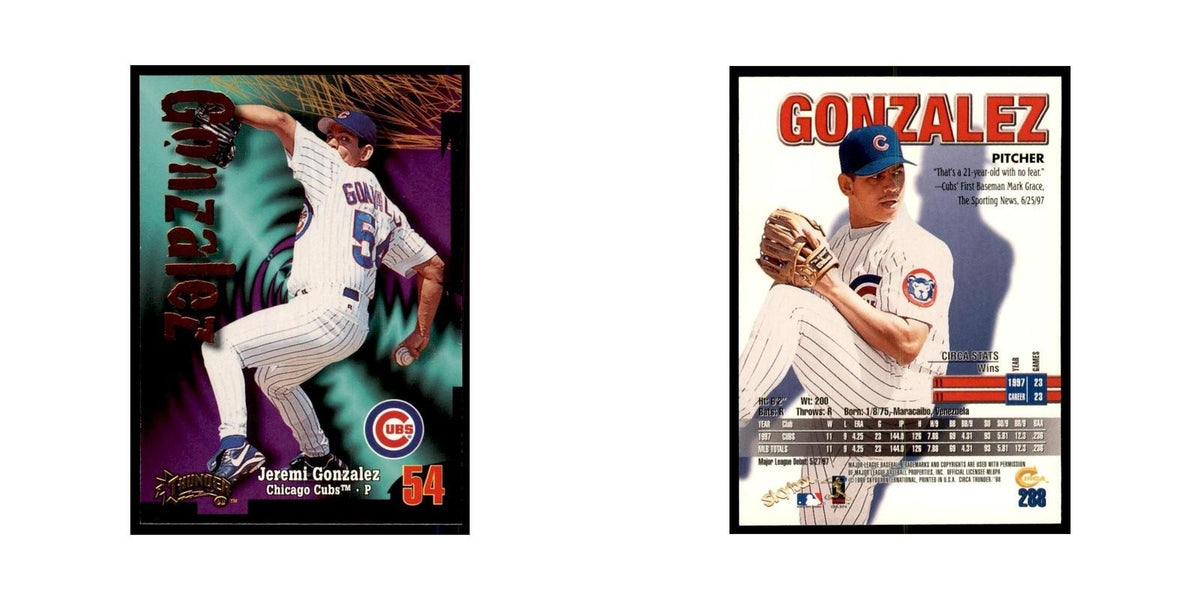 1998 Skybox Thunder Jeremi Gonzalez Baseball Cards #288