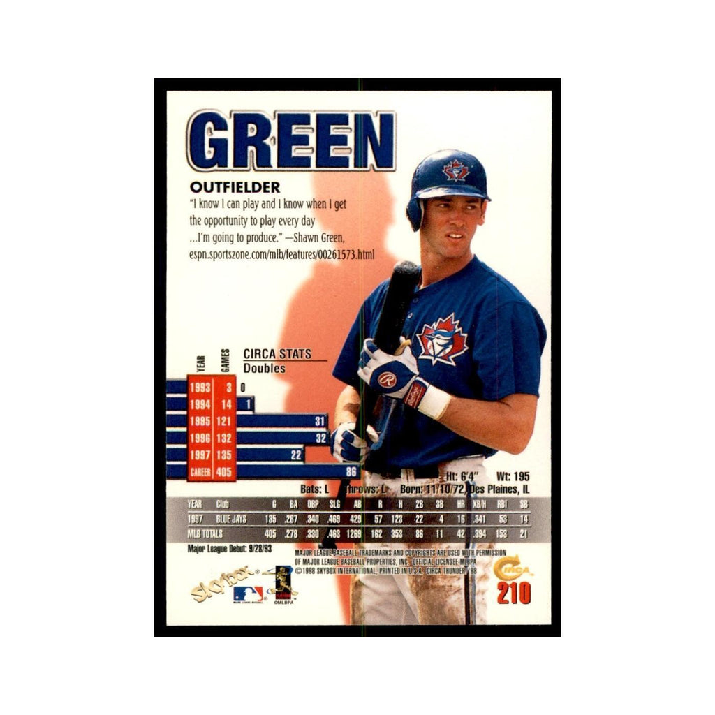 1998 Skybox Thunder Shawn Green Baseball Cards #210
