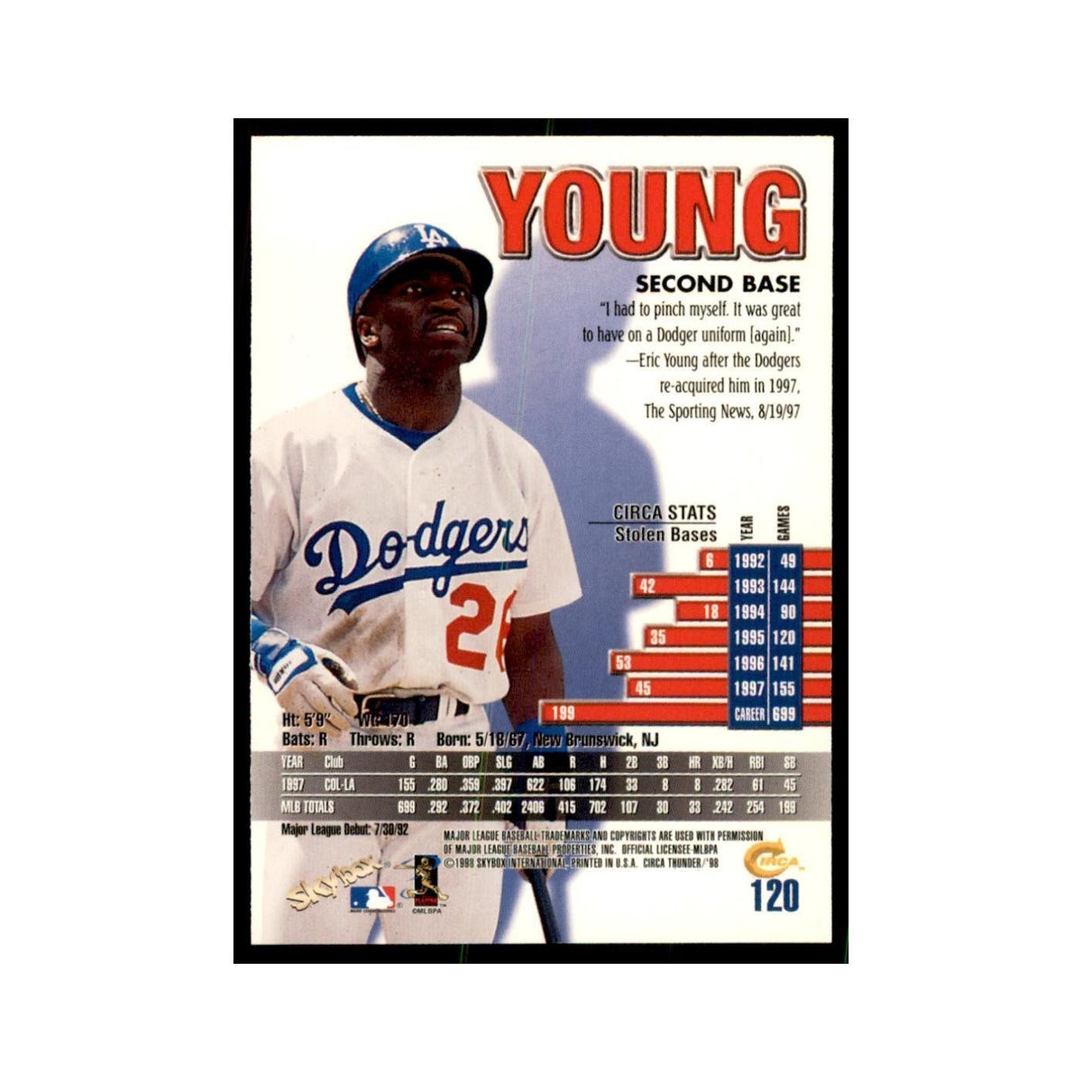 1998 Skybox Thunder Eric Young Baseball Cards #120