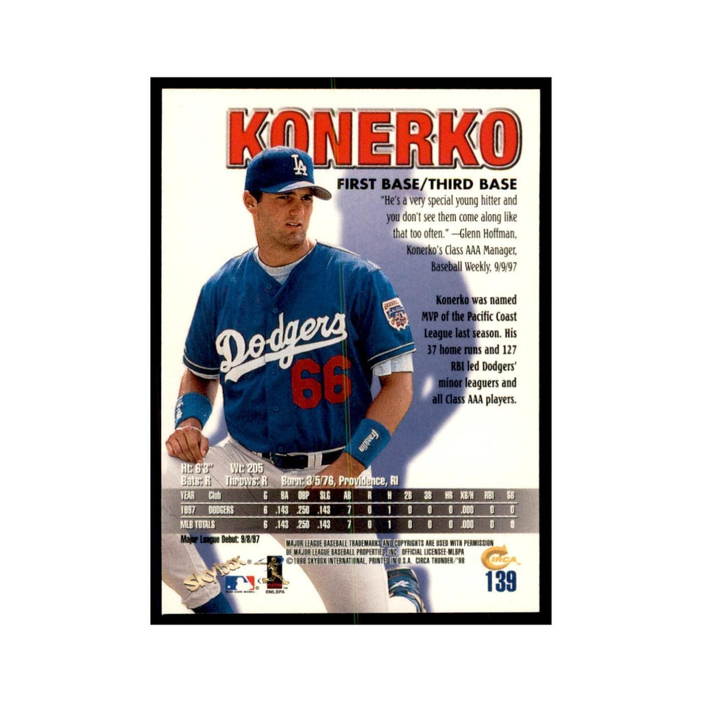 1998 Skybox Thunder Paul Konerko Baseball Cards #139