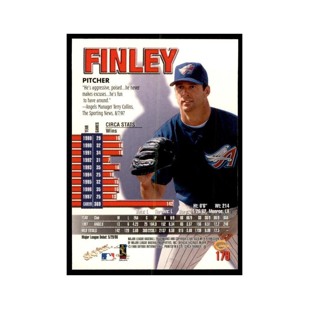 1998 Skybox Thunder Chuck Finley Baseball Cards #179