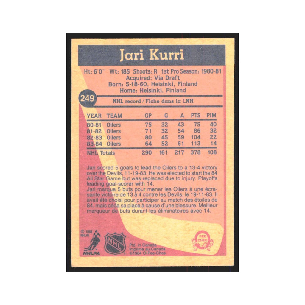 1984 O-Pee-Chee Jari Kurri Edmonton Oilers #249