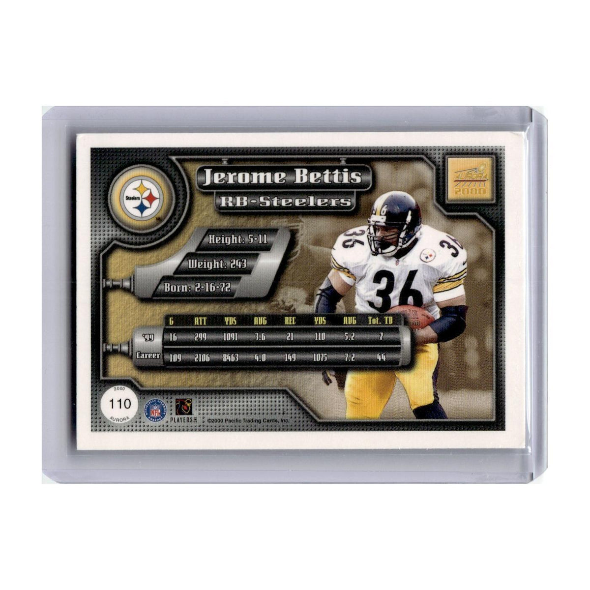 Jerome Bettis 2000 Pacific Aurora #110 Pittsburgh Steelers Football Card NM
