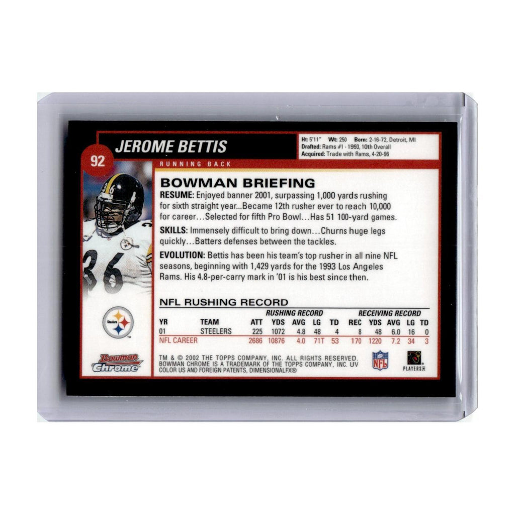 Jerome Bettis 2002 Bowman #92 Pittsburgh Steelers Football Card NM