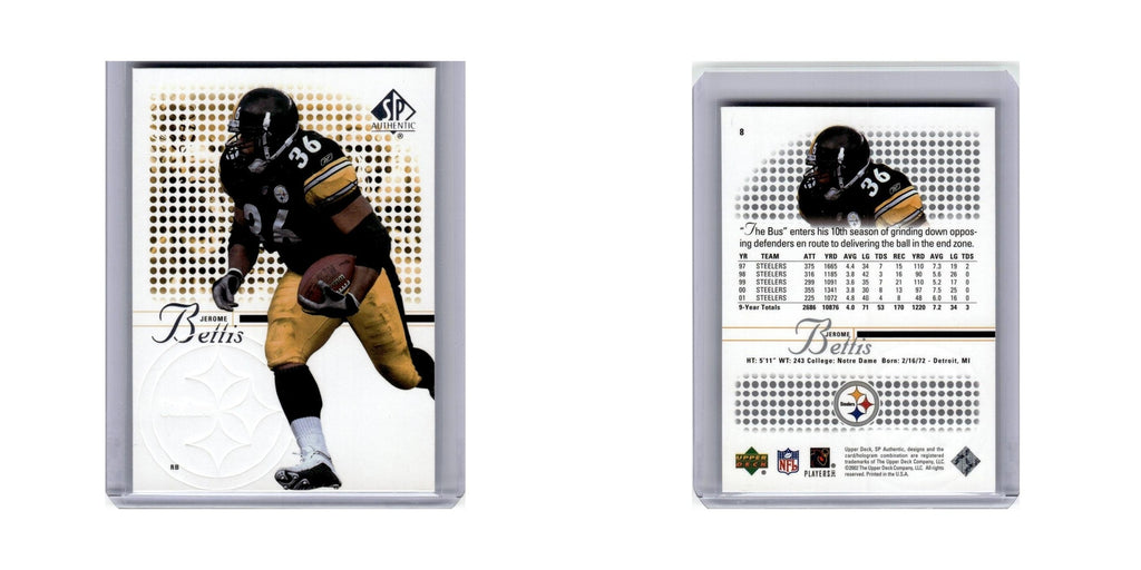Jerome Bettis 2002 SP Authentic #8 Pittsburgh Steelers Football Card NM